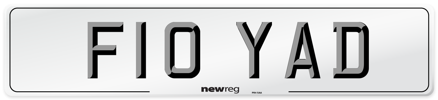 F10 YAD Number Plate from New Reg